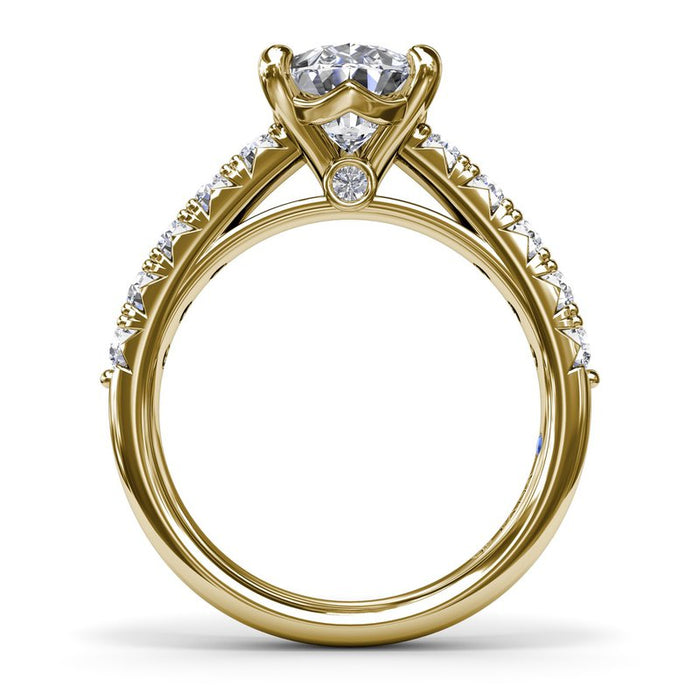 French Pavé Shank with Pear-Shape Center Engagement Ring Setting