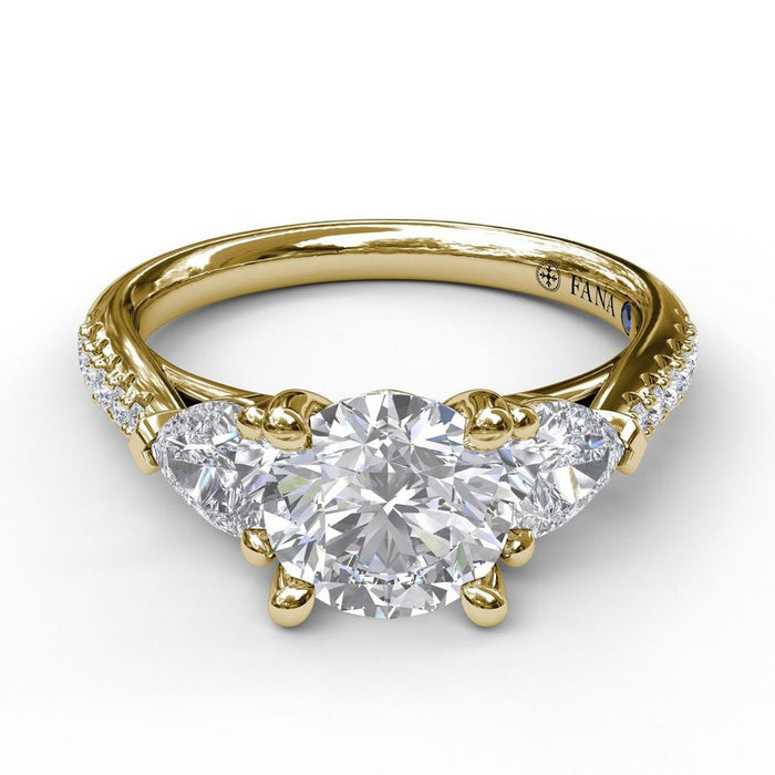 Pear-Shape Side Stones with Diamond Shank Engagement Ring Setting