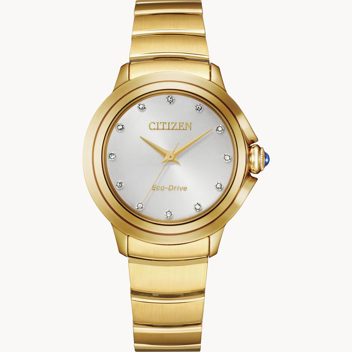 Citizen Ladies Ceci Silver-Tone Dial with Diamonds and Gold-Tone Stainless Steel Watch