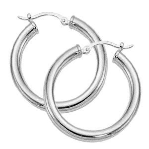 Sterling Silver Medium Round Tube Hoop Earrings