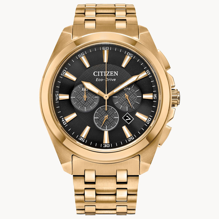 Citizen Gent's Peyton Black Dial and Gold Stainless Steel Chronograph Watch