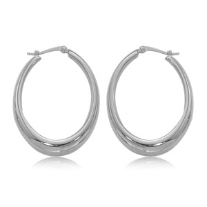 Sterling Silver Modern Oval Hoop Earrings
