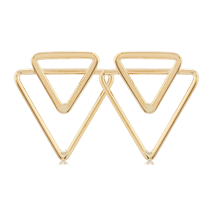 14k Yellow Gold Double Open Triangle Post Earrings