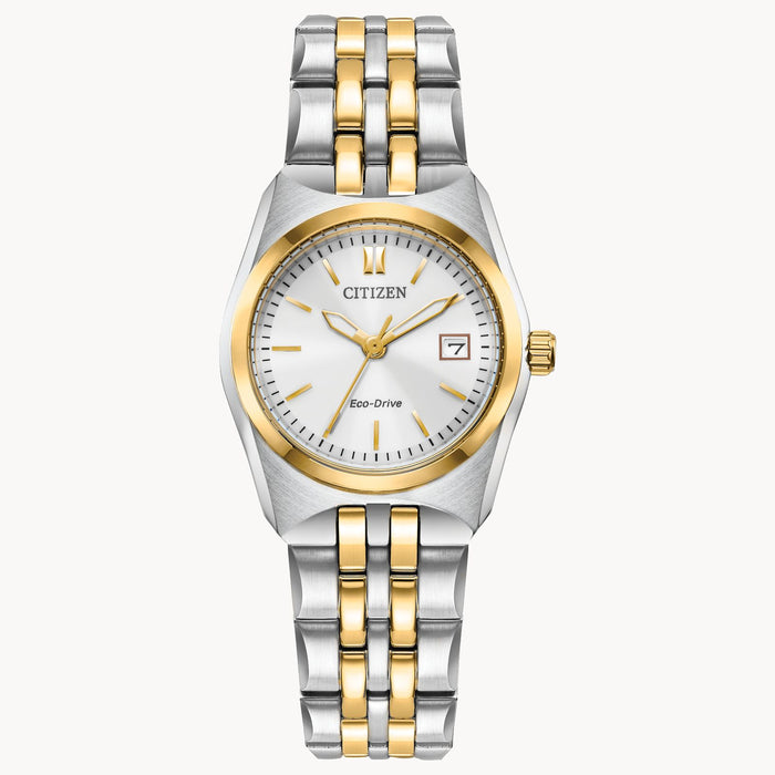 Citizen Corso Eco-Drive Watch, Two-Tone with White Dial