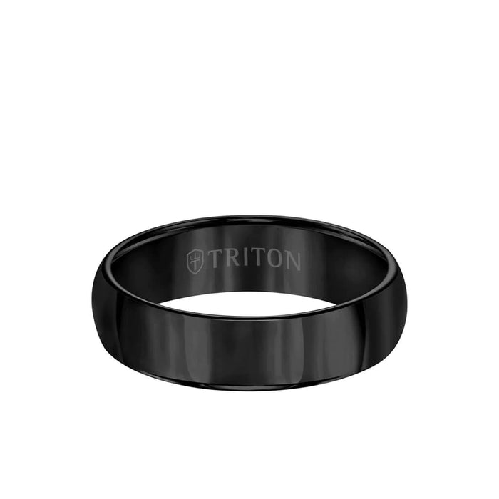 Triton Men's 6MM Black Tungsten Carbide Domed Round Edge Ring