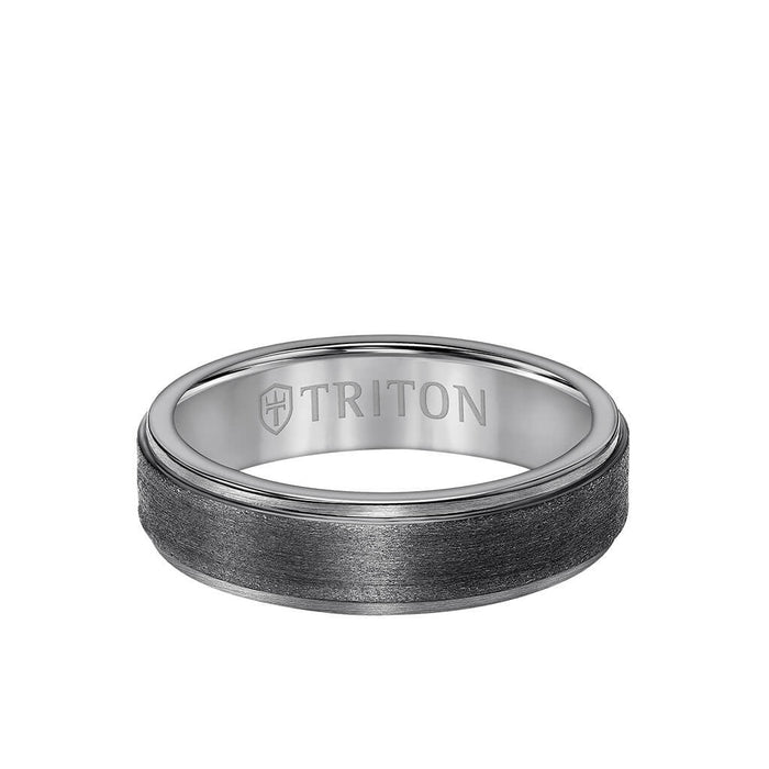 Triton Men's 6mm Tantalum Satin Finish Step Edge Ring