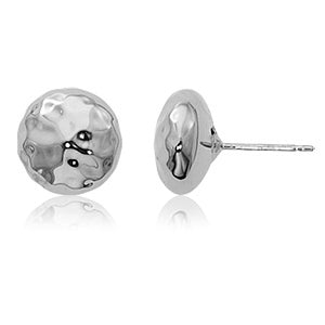 Sterling Silver Hammered Button Earrings