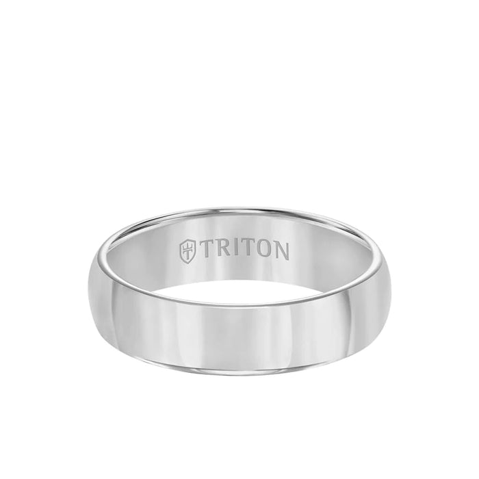 Triton Men's 6MM Grey Tungsten Carbide Domed and Round Edge Ring