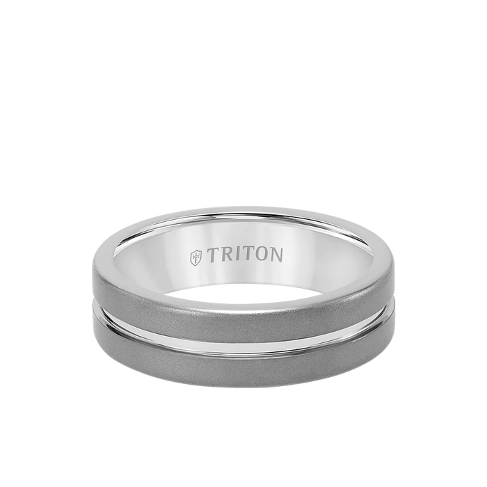 Triton Men's 7mm Tungsten Carbide Ring With Sandblast Finish