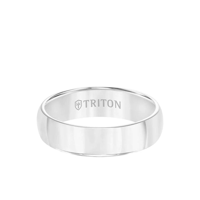 Triton Men's 6MM Silver Tungsten Carbide Domed Round Edge Ring