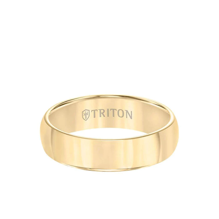 Triton Men's 6MM Gold Tungsten Carbide Domed Round Edge Ring