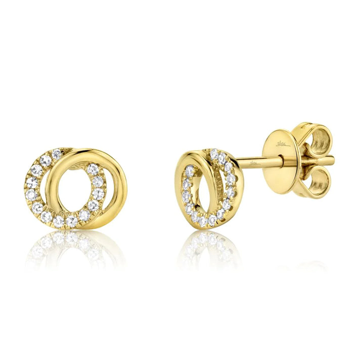 14k Yellow Gold Love Knot Diamond Stud Earrings