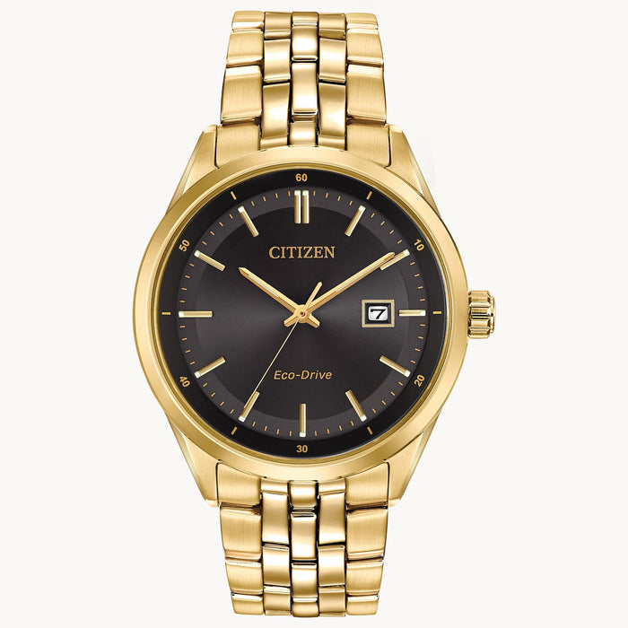 Citizen Gent's Addysen Eco-Drive Black Dial and Gold Band Watch