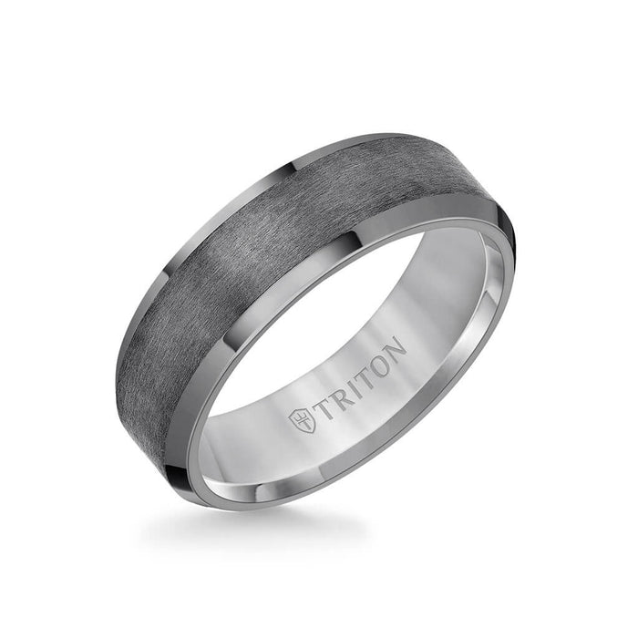 Triton Men's 7mm Vertical Satin Finish Tantalum Ring