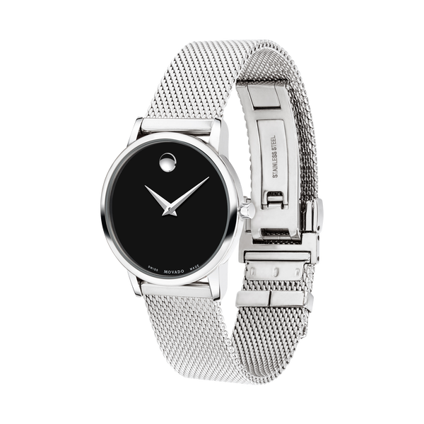 Movado Museum Classic Black Museum Dial and Stainless Steel Mesh Watch