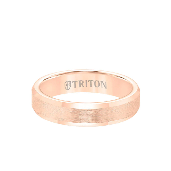 Triton Men's 5MM Rose Tungsten Carbide Brush Finish and Beveled Edge Ring