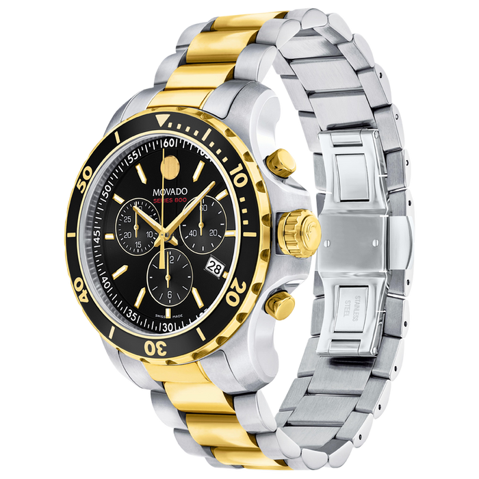 Movado Men's Series 800 Black Dial and Black Aluminum Stainless Steel and Yellow PVD Watch
