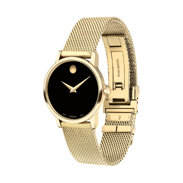 Movado Museum Classic Black Dial and Gold Mesh Band Watch