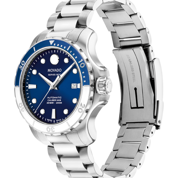 Movado Series 800 Automatic Blue Dial and Stainless Steel Watch