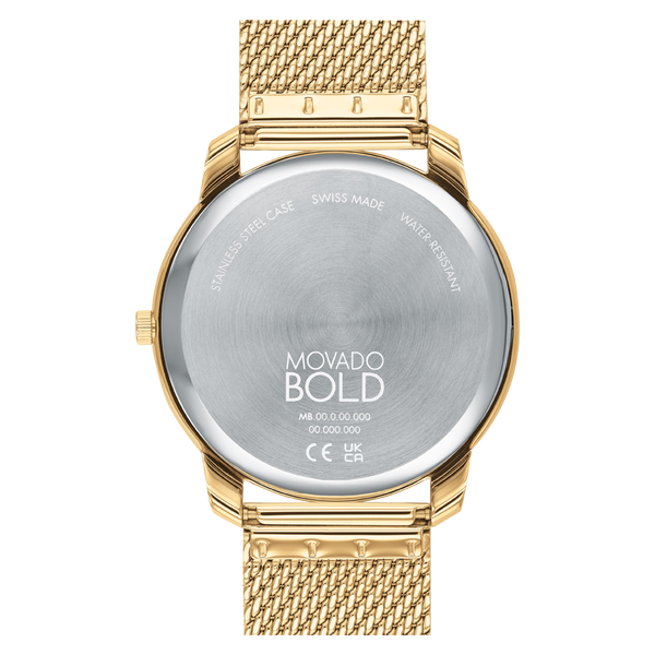 Movado Men's Bold Thin Gold Dial and Gold Mesh Bracelet Stainless Steel Watch