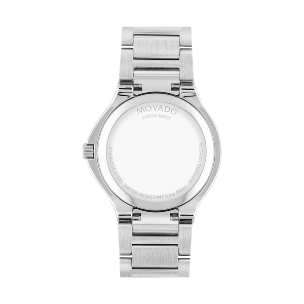 Movado SE Silver Toned Metallic Dial and Stainless Steel and Yellow Accent Watch
