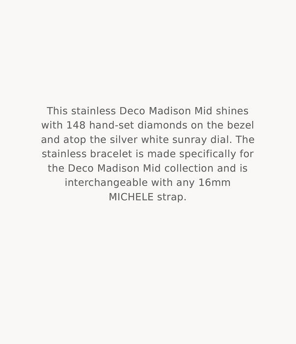 Michele Deco Madison Mid Diamond Silver Stainless Steel Watch