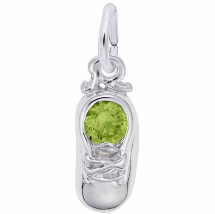 Rembrandt Sterling Silver Baby Shoe August Birthstone Charm