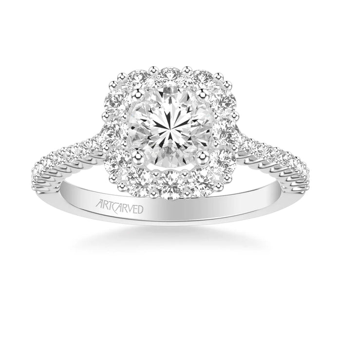 Art Carved Dolly Classic Cushion Halo Diamond Engagement Ring Setting
