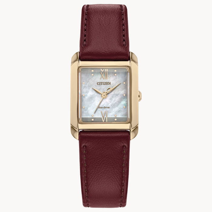 Citizen Ladies Eco-Drive MOP Square Dial and Leather Strap