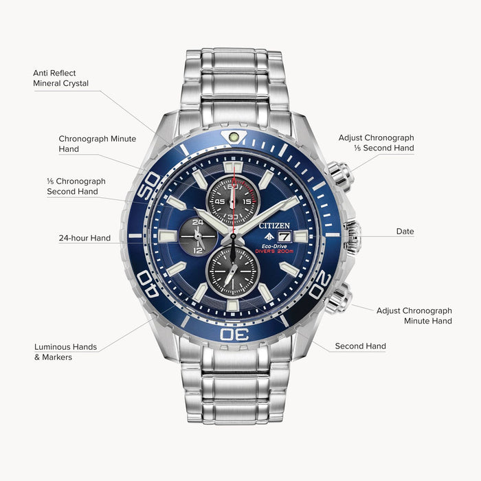 Citizen Gent's Promaster Dive Blue Dial Chronograph Stainless Steel Watch