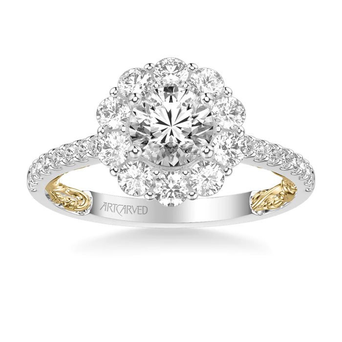 Art Carved Cici Classic Round Halo Engagement Ring Setting