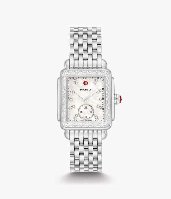 Michele Deco Mid Diamond Silver Stainless Steel Watch