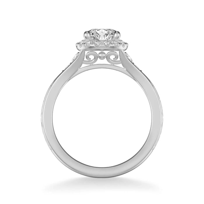 Art Carved Farrah Vintage Round Halo Engagement Ring Setting