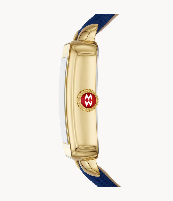 Michele Seco Sport Gold-Tone Tide Ocean Material Blue Dolphin Face and Strap Watch