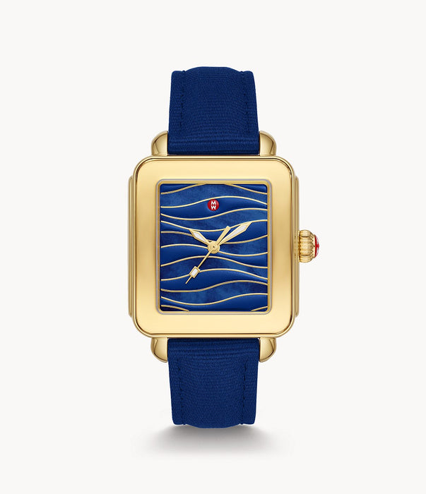 Michele Deco Sport Gold and Tide Ocean Material Blue Wave Watch