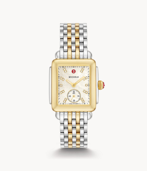 Michele Deco Mid Two-Tone Diamond Dial Stainless Steel Watch
