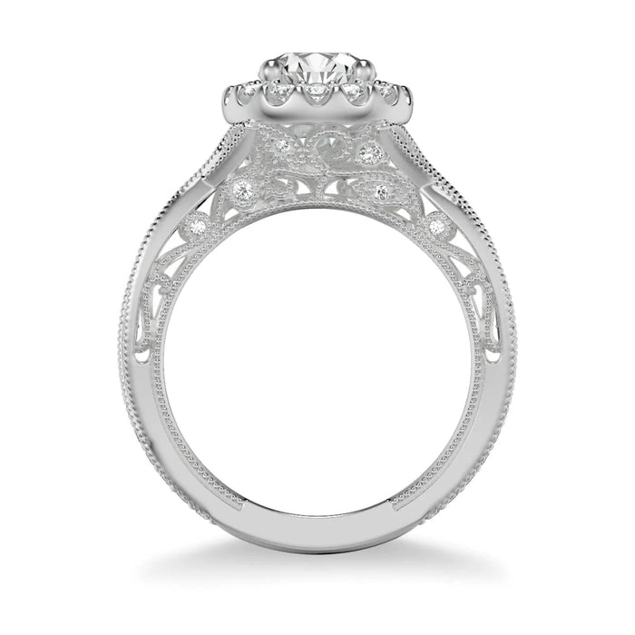 Art Carved Lucinda Vintage Round Halo Engagement Ring Setting