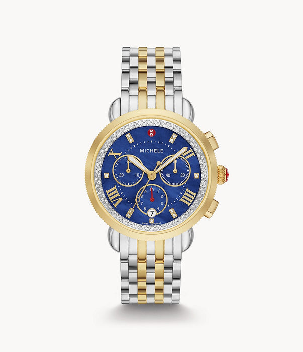 Michele Sport Sail Two-Tone and Cobalt MOP Dial Watch