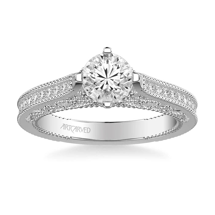 Art Carved Juliana Vintage Side Stone Engagement Ring Setting