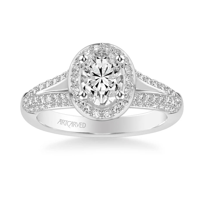 Art Carved Ariel Classic Oval Halo Engagement Ring Setting
