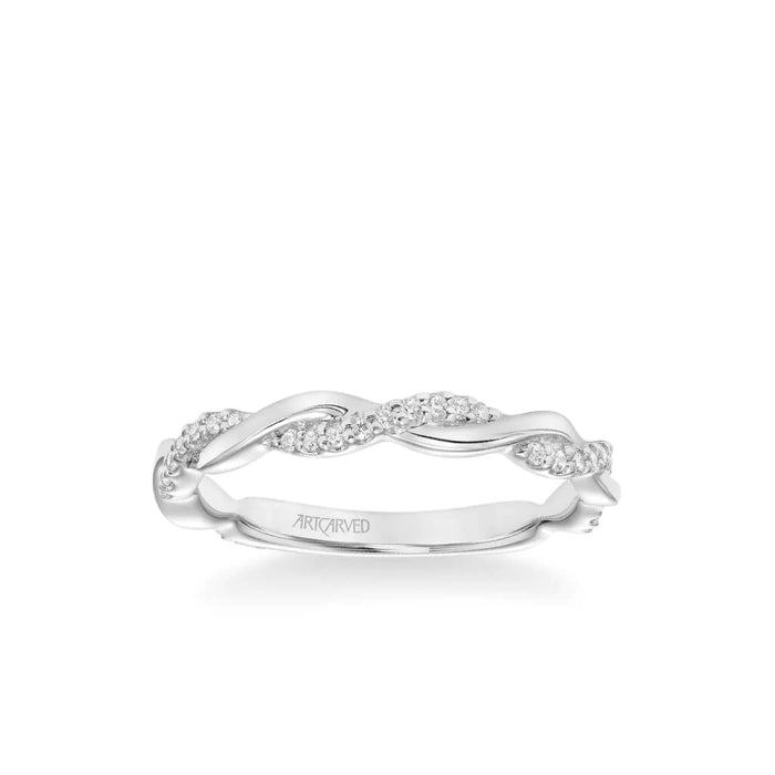 Art Carved Ciara Contemporary Half Diamond Half Twist Wedding Band