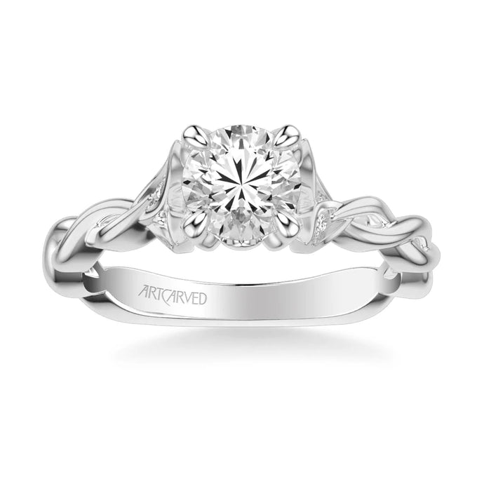 Art Carved Cherie Contemporary Solitaire Floral Engagement Ring Setting