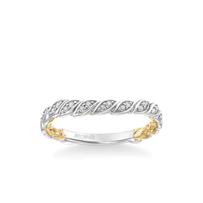 Art Carved Anouk Contemporary Diamond Floral Wedding Band