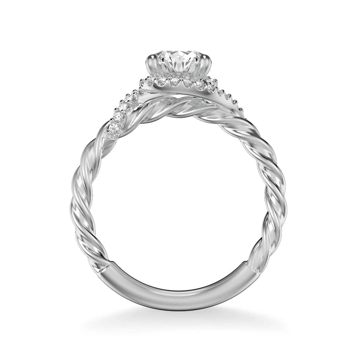 Art Carved Jolie Contemporary Round Halo Rope Engagement Ring Setting
