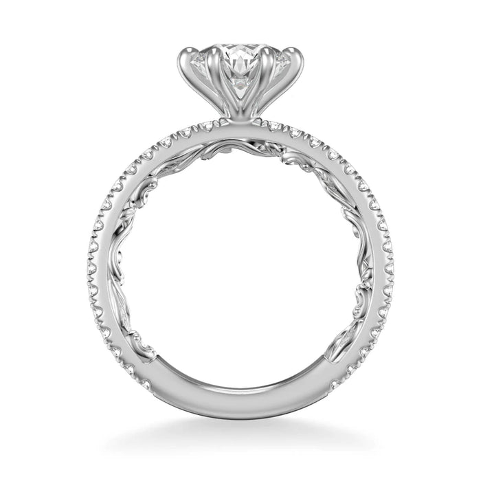 Art Carved Lara Six Prong Classic Side Stone Engagement Ring Setting