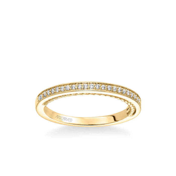 Art Carved Marlow Contemporary Diamond and Rope Wedding Band