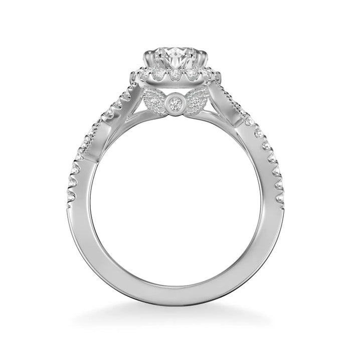 Art Carved Thalia Contemporary Round Floral Halo Engagement Ring Setting