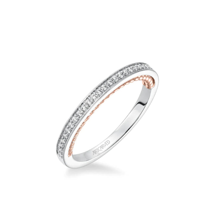 Art Carved Marlow Contemporary Diamond and Rope Wedding Band