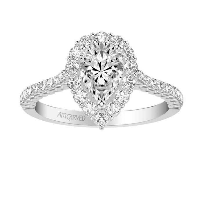 Art Carved Melissa Classic Pear Halo Engagement Ring Setting